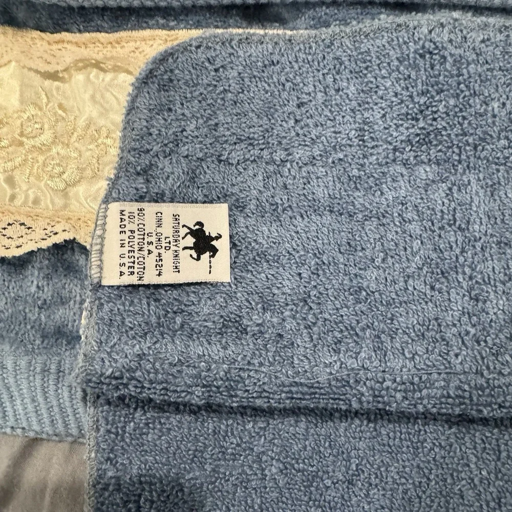 Vintage Saturday‎ Knight Ltd. Blue Bath Set 2 Towels 4 Washcloths Silk/Lace USA